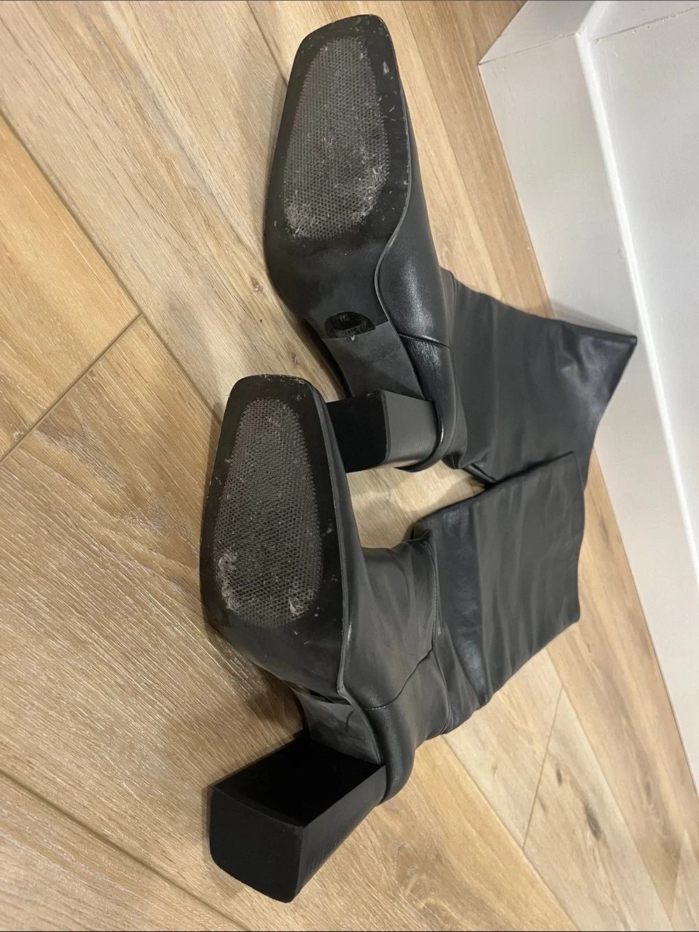 Zara Black Over-the-Knee Leather Boots